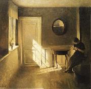 Peter ilsted Interior with Girl Reading Germany oil painting reproduction